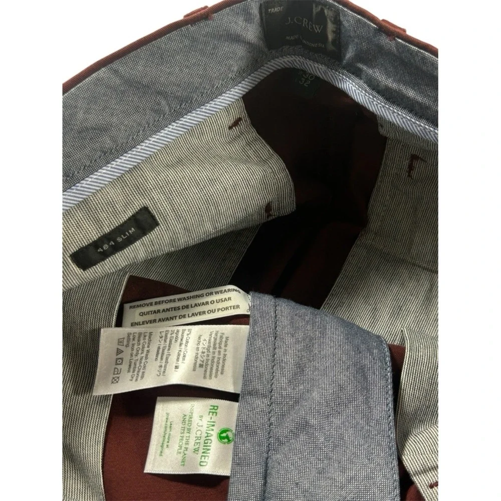 J.Crew 484 Slim-Fit‎ Stretch Chino Pants Mens 30x32 Burgundy Maroon Re-Imagined